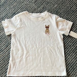 Janie and Jack White Tee with Sunglasses Puppy Embroidery